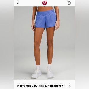Lululemon Hotty Hot Low Rise Lined Short 4” sz 12 Wild Indigo